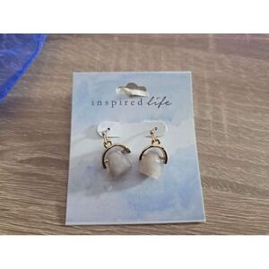 Inspired Life Gold‎ Tone Raw Stone Drop Earrings White Grey Macy's 11036623BKWG